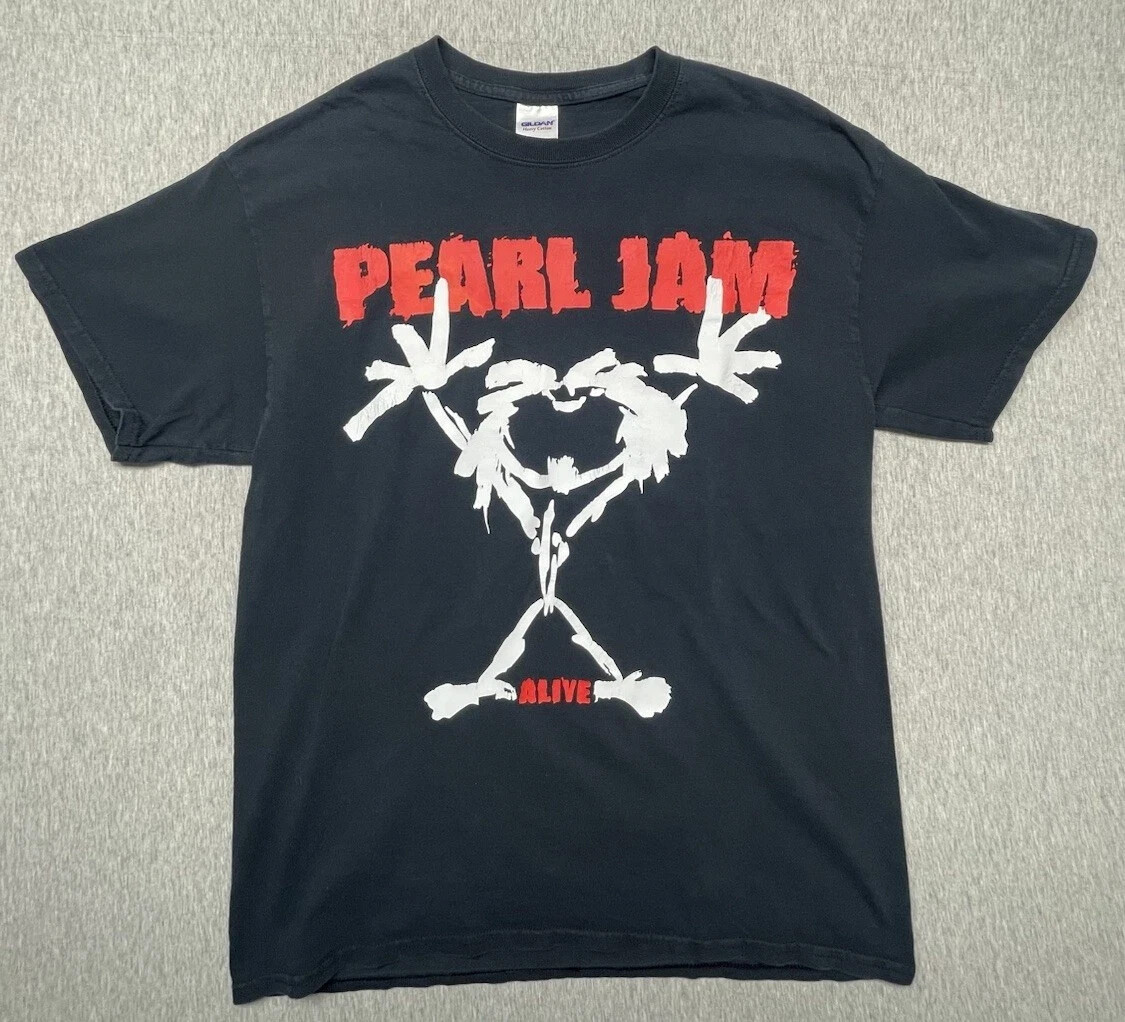 Vintage 1990s Pearl Jam Alive Stickman Tour T-Shirt Mens 90s Grunge Band Tee