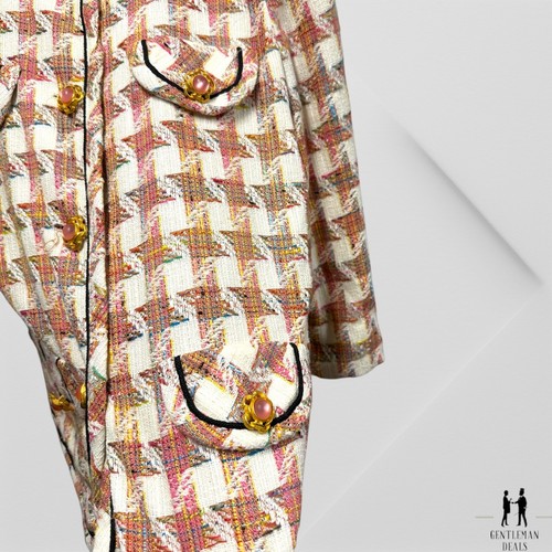Vintage Carole Little Blazer Womens 12 Pastel Knit Dress and Jacket set Tweed - Picture 2 of 16