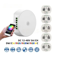 UFO WiFi BT Controller DC12V 24V 48V 5A/CH 1-5CH RGB RGBW RGBWC CCT Strip Light