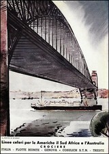 PUBBLICITA' 1936 COSULICH S.T.N. ITALIA FLOTTE RIUNITE AUSTRALIA SIDNEY NAVE