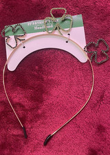  ADULT ST. PATRICK'S METAL LUCKY RHINESTONE CLOVER SHAMROCKS HEADBAND 
