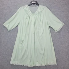 Shadowline Robe Green Knee Length Nylon Lace Bodice Women's Size L