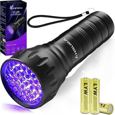 Black Light UV Light Flashlight, 21 LED 395nm Ultraviolet Blacklight Flashlight