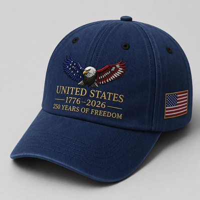 Custom United States Eagle Embroidered Baseball Hat 250 Years Freedom