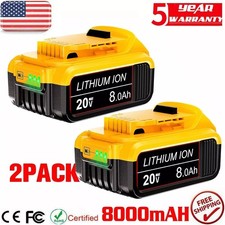 2X For DeWalt 20V 20 Volt Max 8.0AH Lithium Ion Battery DCB206 DCB205 DCB204-2
