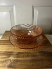 Vintage Federal Glass Diana Swirl Pink Depression Glass Bowl and Plate Set 6 in