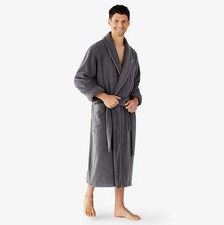 Men s Gunmetal Robe Soft Lightweight Lounge Bathrobe