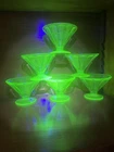1930s Federal Glass Co. Uranium Glass Sherbet Dessert Bowls Set of 6