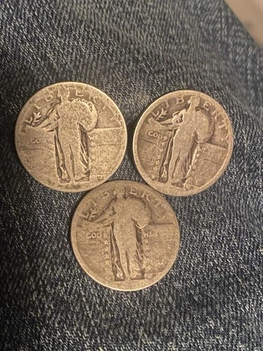 Standing Liberty Quarters Lot of 3 Silver 25C Circulated US Coins
