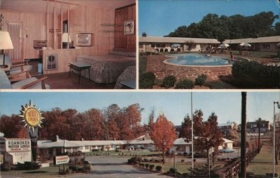 Roanoke, Virginia VA Roanoker Motor Lodge 1966 Knoxville, TN Chrome Postcard