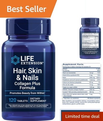 120 Count Collagen Plus Tablets - Biotin, Zinc & Vitamins for Radiant Skin, Hair