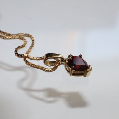Venezianer Kette 585 Gold mit Herz-Anhänger Gold 333 und Granat 40 cm lang