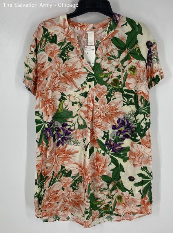 H&M Womens Multicolor Floral Short Sleeve Short Mini Dress Size Medium