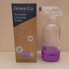 Grove Co. Glass Spray Bottle 16 Oz  Purple Silicone Sleeve Multi Purpose