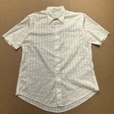Christian Dior Vintage USA Shirt Mens Sz 16 L White Satin Striped Button Up Slim