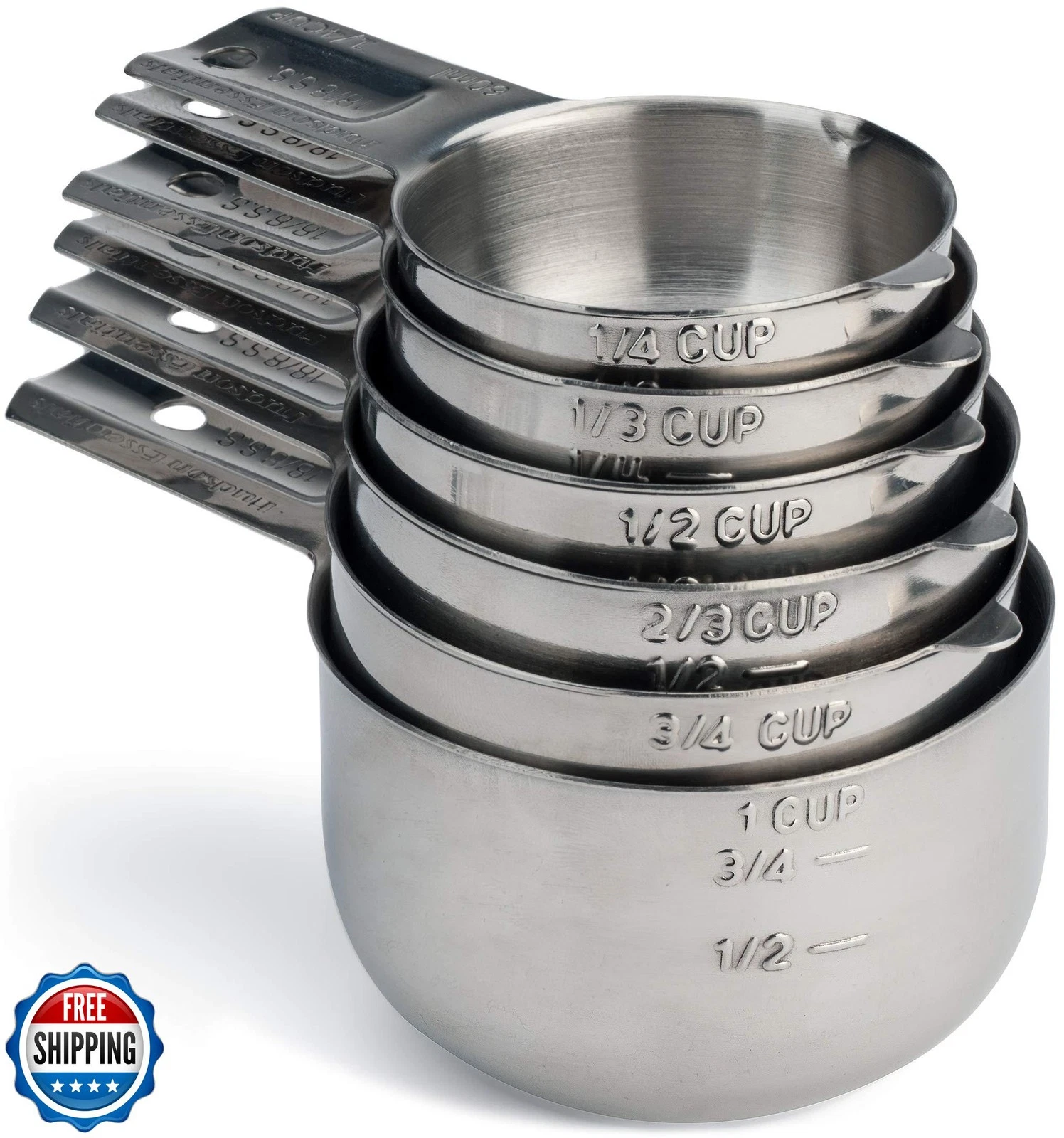 Hudson Essentials Stainless Steel Measuring Cups Set (6 Piece Set