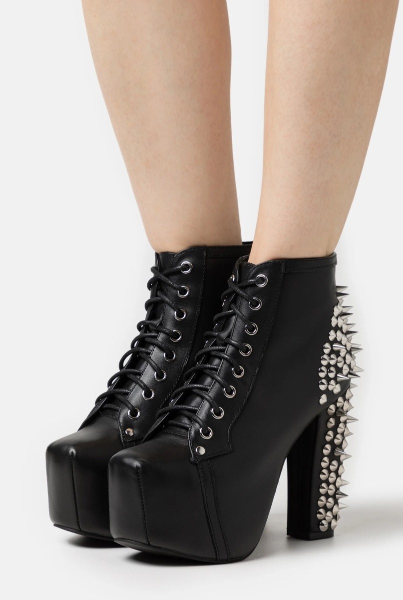 JEFFREY CAMPBELL LITA SPIKE BLACK LEATHER PLATFORM BOOTS SZ 9M | eBay