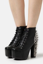 STIVALI JEFFREY CAMPBELL LITA SPIKE PLATEAU IN PELLE NERA TAGLIA 9M