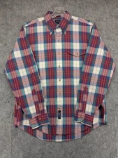 Vintage Gant Shirt Mens Large Plaid Button Down Pocket Foxhunt Made HK 90s
