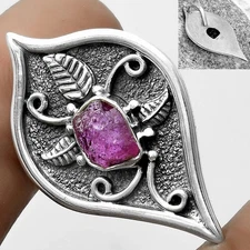 Natural Pink Tourmaline Rough 925 Sterling Silver Pendant Jewelry P-1707