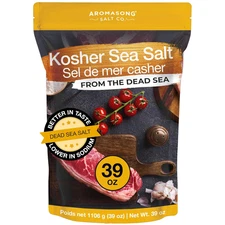 Aromasong 100% Natural Sea Salt, Kosher Salt Grain, Large Bulk 2.43 Lb Resealabl