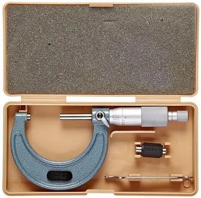 Mitutoyo 103-178 Outside Micrometer, Baked-enamel Finish, Ratchet Stop, 1-2''
