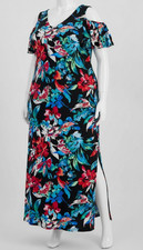 Connected Womens Black Floral-Print Cold-Shoulder Maxi Dress Plus Size 20W