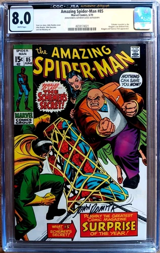 AMAZING SPIDER-MAN #85 CGC 8.0 White 1970 ROMITA autograph, KINGPIN & Schemer c.