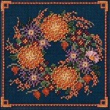 Mum Wreath Cross Stitch Kit Mill Hill 2018 Buttons Beads Autumn MH141824