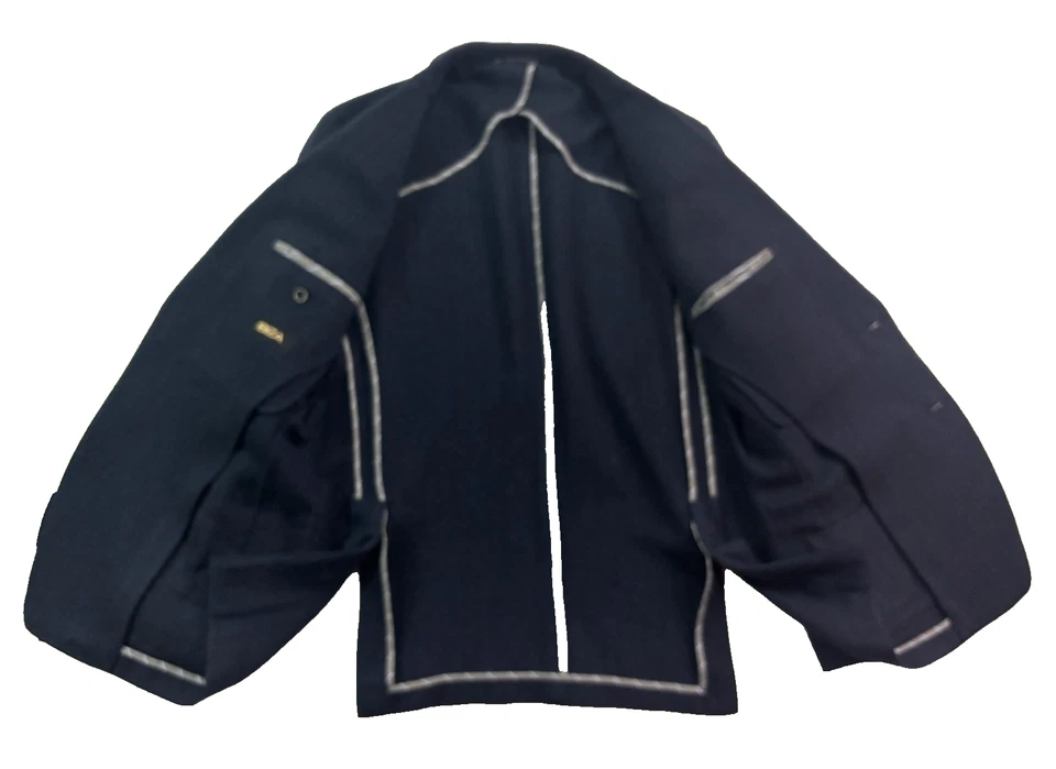 Chaqueta Blazer IBIZA 44L Azul Marino Espiga Tweed Traje Deportivo Abrigo Lana Suave Foto 3 de 4