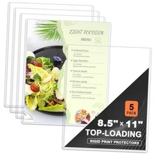 Pack Rigid Print Protectors Clear Hard Plastic Sheet Protectors 8.5" x 11" 5