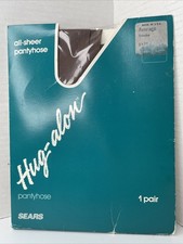 Vintage USA Sears Hug-Alon Pantyhose Regular Average Smoke Sandlefoot Toe NIP