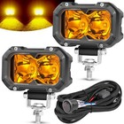 2Pcs 4" 40W LED Cube Work Light Bar Hyper Spot Pods Driving Offroad 4WD + Wiring