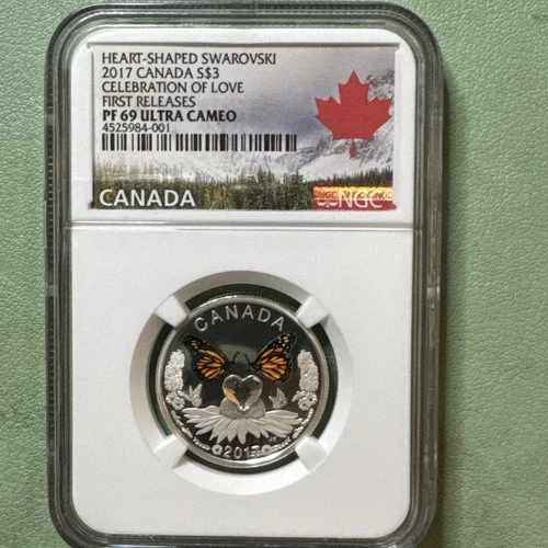 2017 Canada $3 Celebration of Love Pure Silver RCM .999 Fine NGC PF69 Swarovski