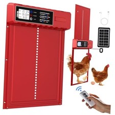 Automatic Chicken Coop Door Solar Powered with XL Large Size 10.8  x 14.2  Red