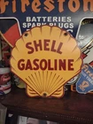 VINTAGE SHELL PORCELAIN SIGN GAS STATION ADVERTISING OIL LUBE SERVICE GARAGE AD