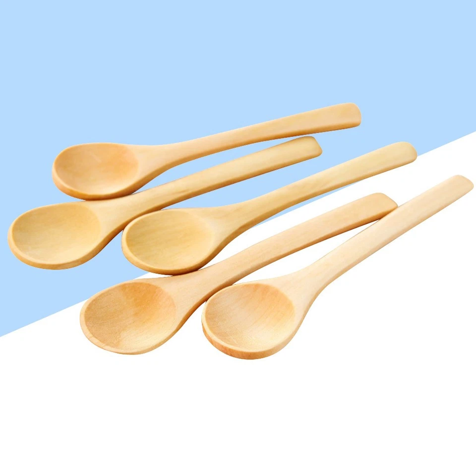 10 Pcs Wood Spoons Cooking Kitchen Soup Seasoning Honey Dessert Tableware - Image 2 of 4