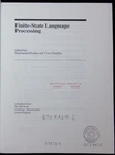 Finite-state language processing ed.. Language, speech, and communication; A Bra