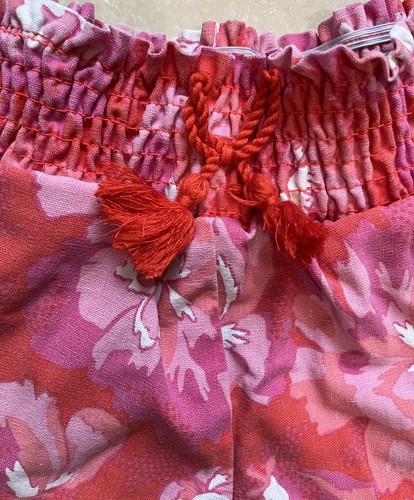 Girls Sz S(5-6) Red/Pink Floral Linen Blend Wide Leg Pockets Summer Pants - Picture 3 of 13