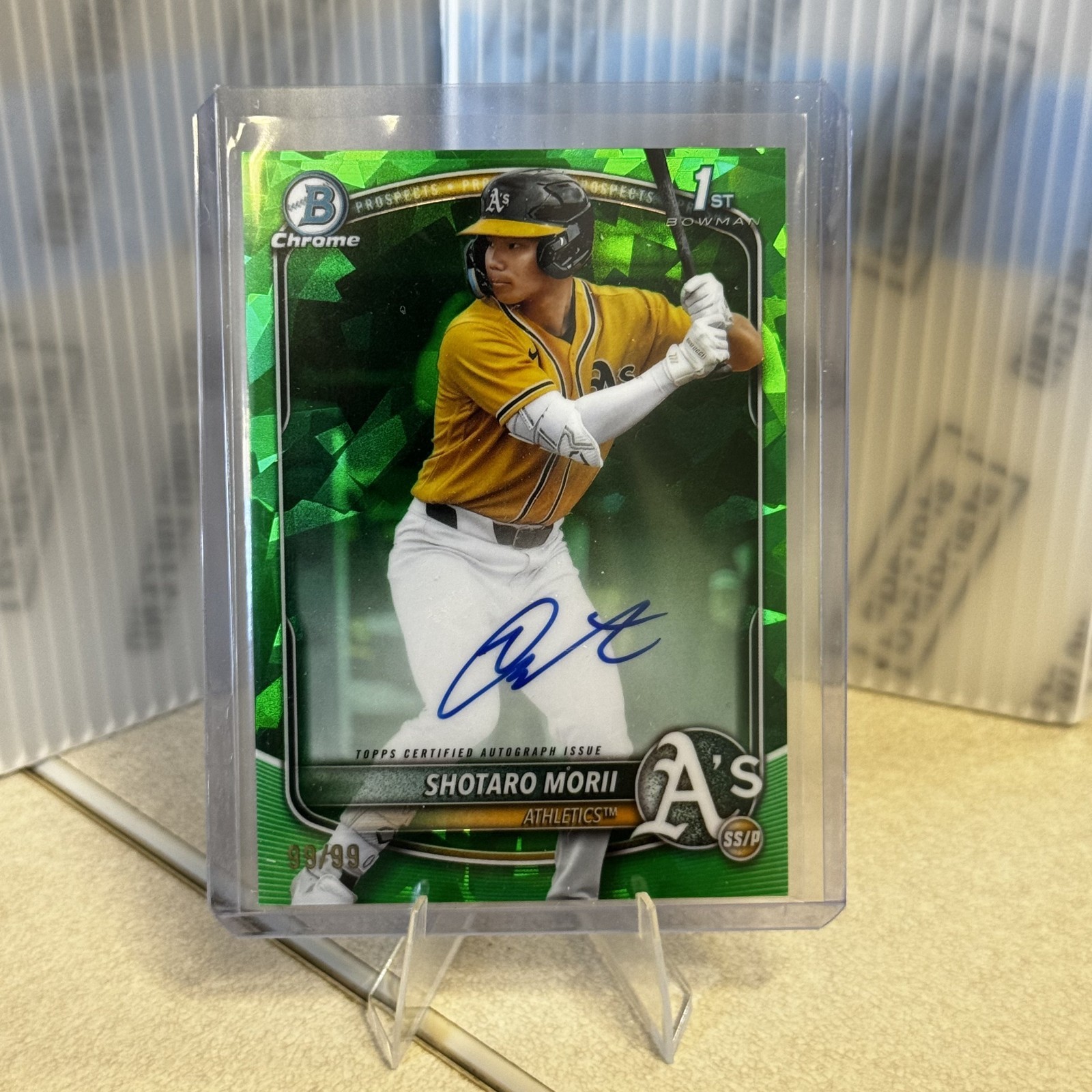 Shotaro Morii 2025 Bowman Chrome SAPPHIRE Green Auto !!!99/99!!!  COLOR MATCH