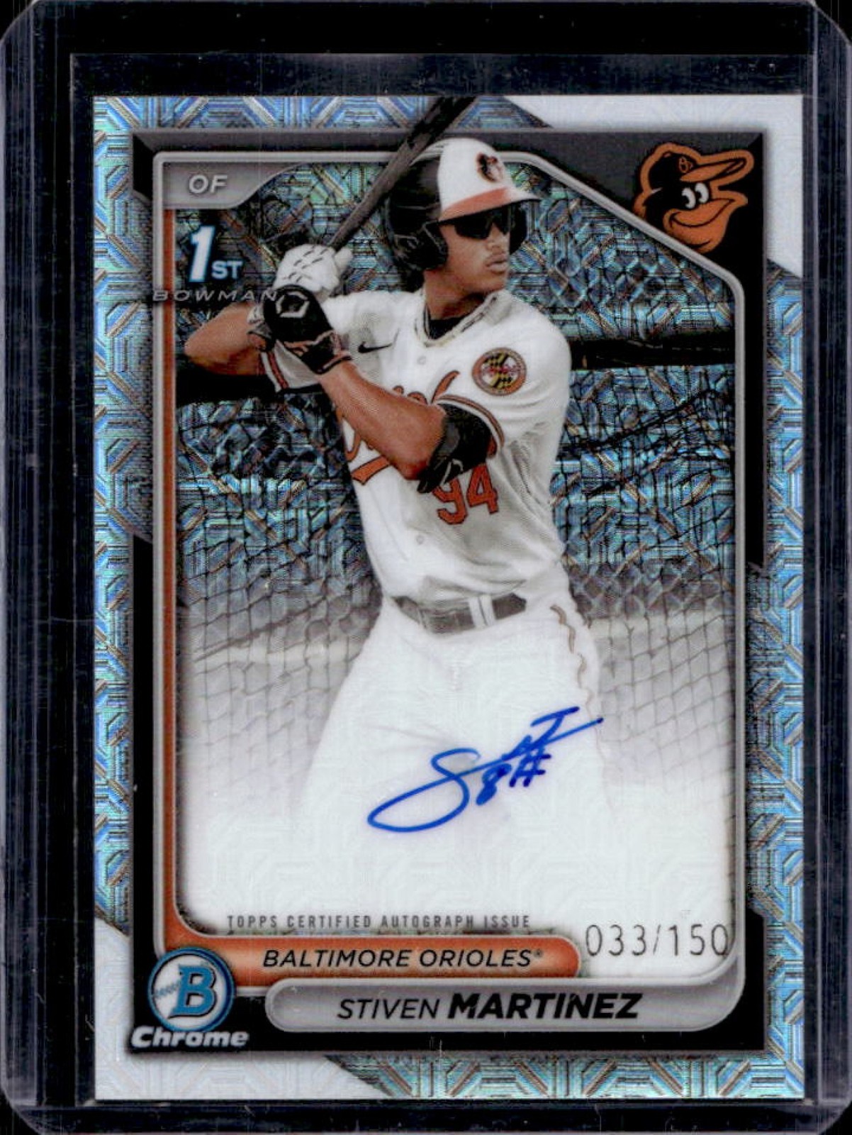 2024 Bowman Chrome Stiven Martinez Auto HTA Choice Refractor 1st #/150 Orioles