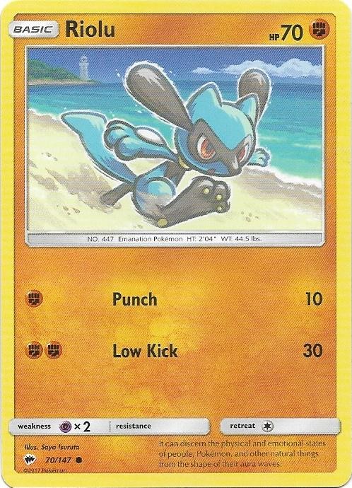 Riolu 70/147 Common Burning Shadows Pokemon Near Mint