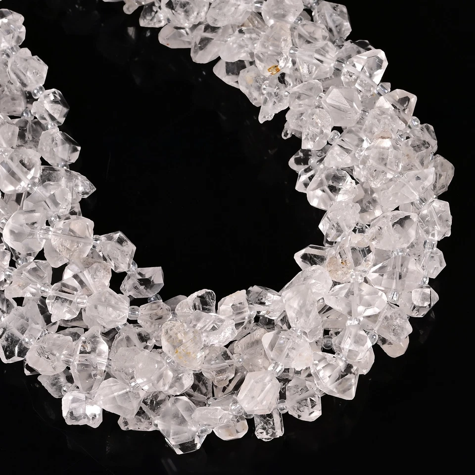 Cuentas de cuarzo de diamante Herkimer transparentes de alta calidad tamaño 14 mm 20 mm 22 mm 15,5" Strad Foto 2 de 3