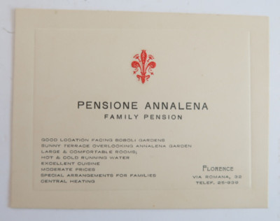 Pensione Annalena Family Pension Florence Via Romana Small Card Fleur De Lis