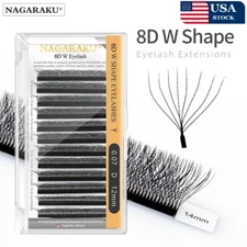 NAGARAKU 8D W Shape Big Bundle Eyelash Extension Premade Fans Eyelashes USA Lash