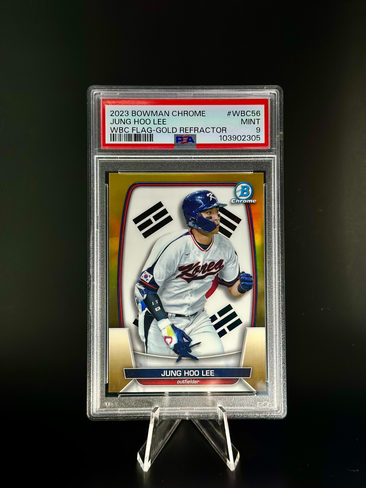 2023 Bowman Chrome - Wbc Flag Gold Refractor Variations Jung Hoo Lee /50 PSA 9