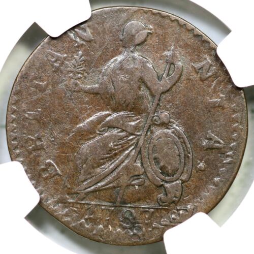 1787 NGC VF 25 Dbl Struck Machin's Mills Half Penny Colonial Copper Coin 1/2p - Picture 2 of 3