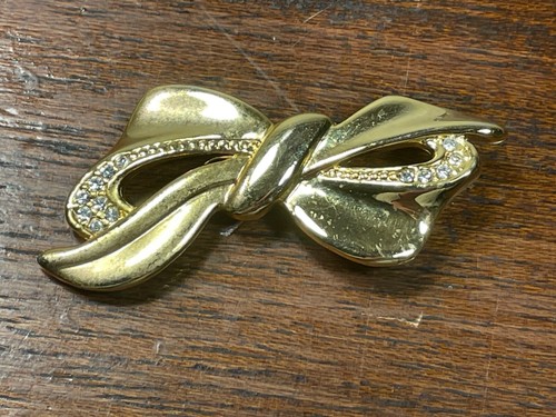Broche Noeud Papillon Avec Pierre – Bijou Vintage, état Correct