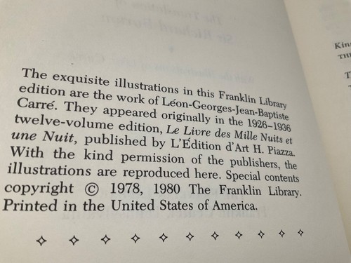 Tales from the Arabian Nights Burton - The Franklin Library 1/4 Leather HC 1980 - Picture 7 of 7