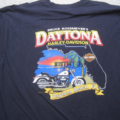 Harley Davidson Shirt Mens 2XL Blue Daytona Beach Motorcycle Riding Long Sleeve - 第 11/12 張圖片